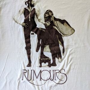 White Graphic Tee with Rumours Print
